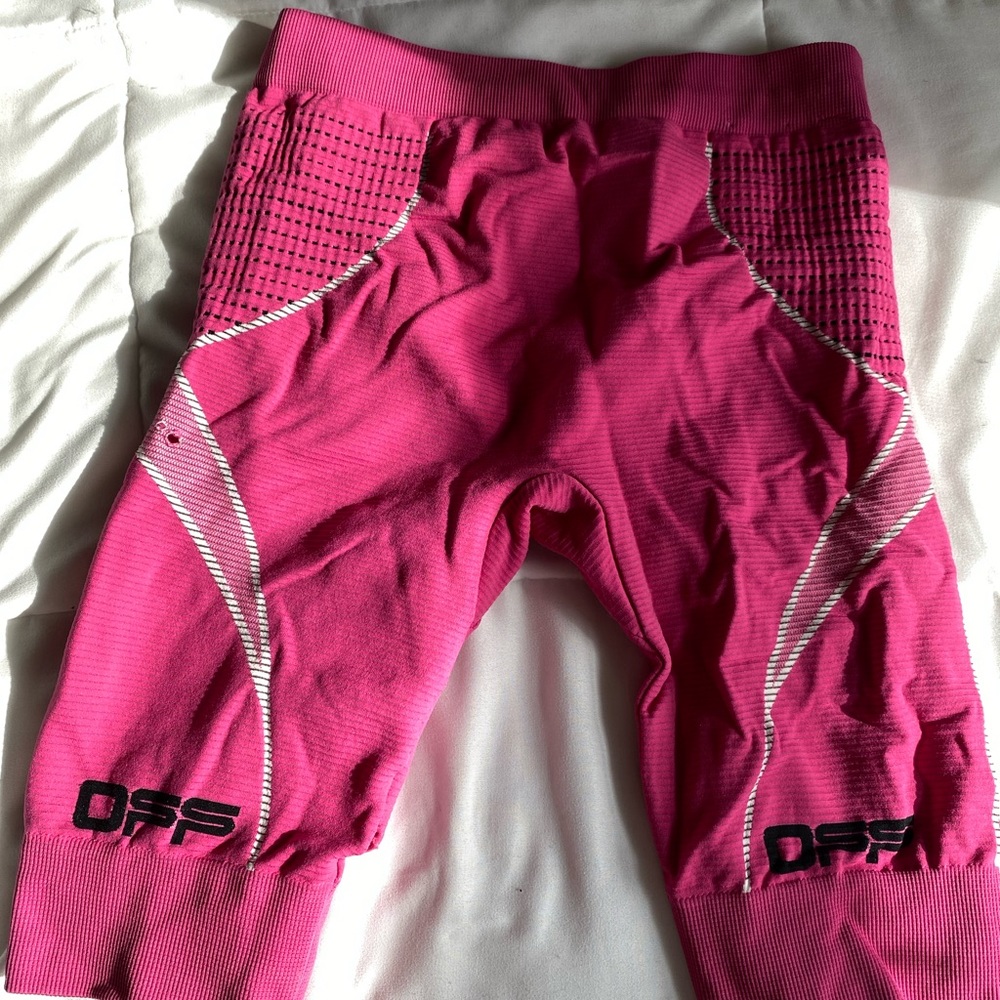 Hot pink Off White compression shorts